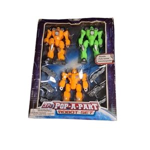 Polyfect 3 PC Pop-A-Part Robot Set Two Orange and One Green‎